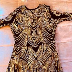 Fashion Nova Black/ Gold Dress